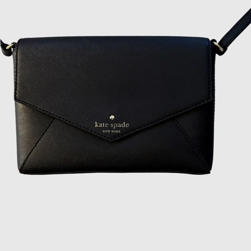 Kate Spade Black Saffiano Leather‎ Crossbody Bag Envelope Flap Small Purse